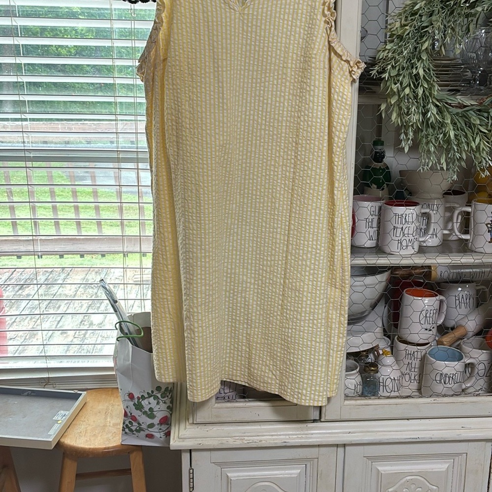Seersucker Yellow Sleeveless Dress